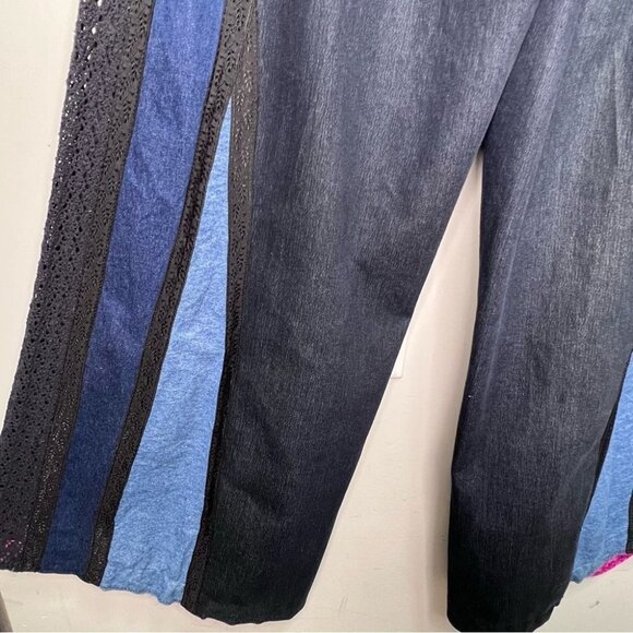 Vintage French Dressing Upcycled Bell Bottom Jeans Wide Leg Baggy 70s Style - Picture 6 of 16